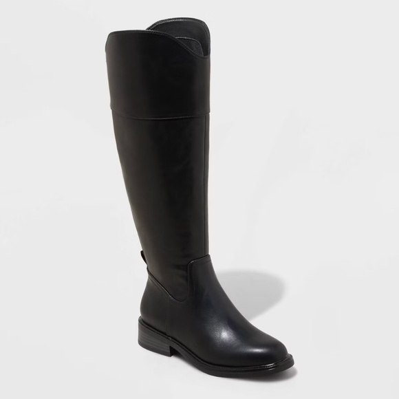 Women's Sienna Tall Riding Boots Black Knee High Boots - A New Day™ - Picture 1 of 8